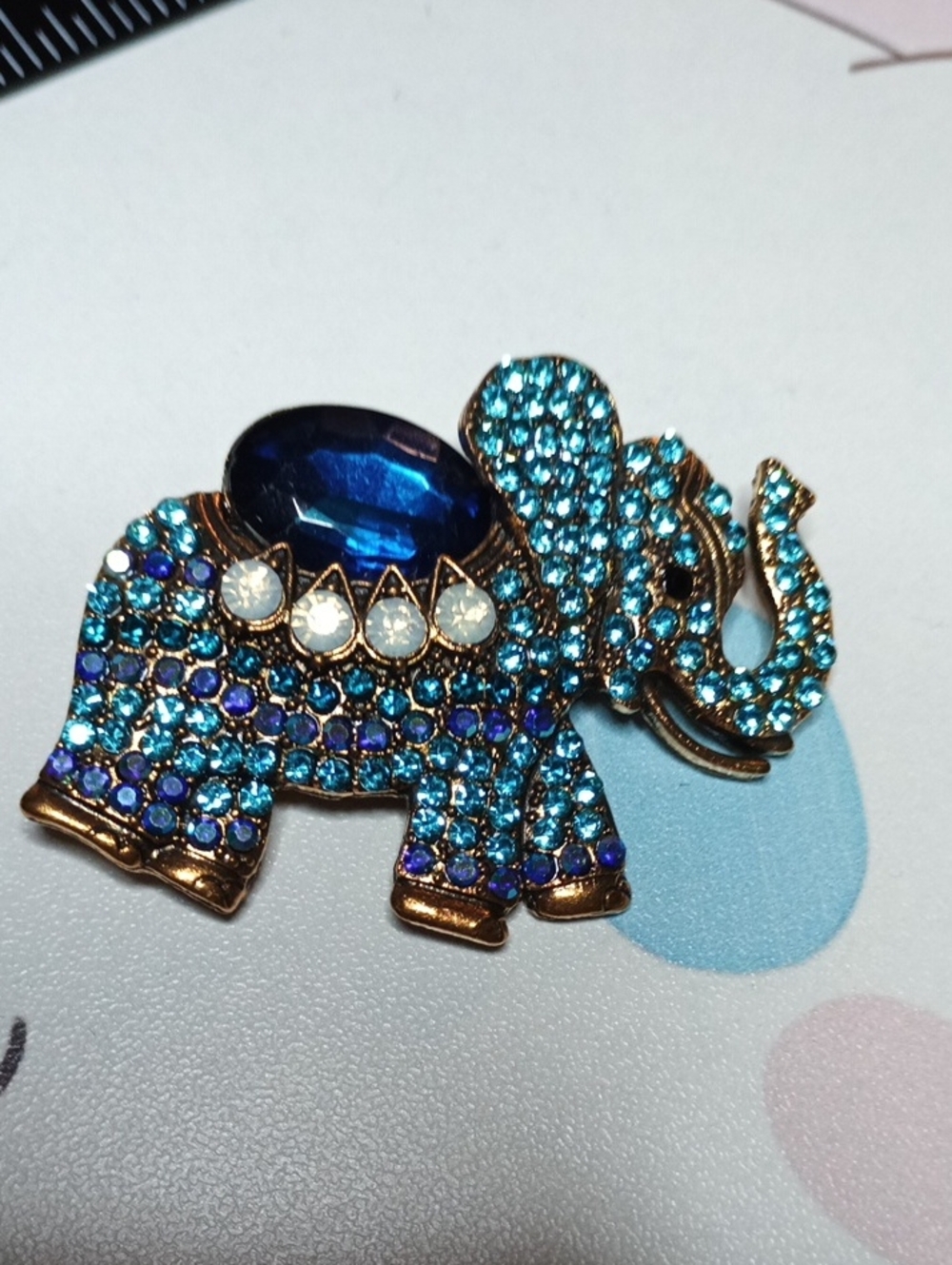 Crystal Elephant Brooch